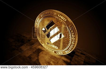 Binance Busd Stablecoin Cryptocurrency Golden Coin 3D Illustration