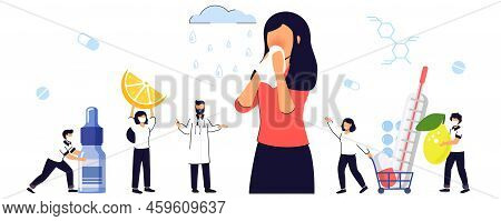 Seasonal Allergy Seasonal Allergy Diagnosis Pollen Allergy Immunotherapy Concept Illness With Cough 
