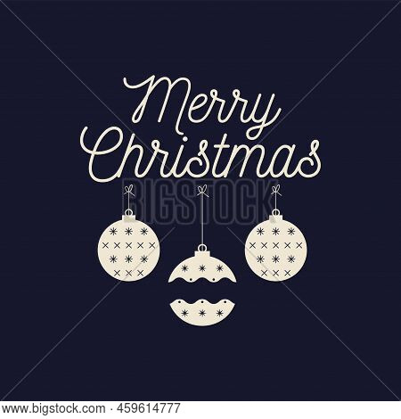 Christmas Lettering Design On Dark Background. Holidays Quote - Merry Christmas With Toys. Stock Vec