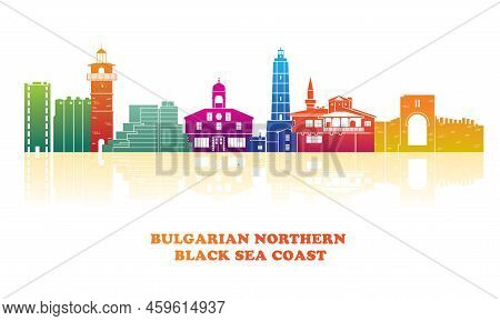 Colourfull Skyline Panorama Of Bulgarian Northern Black Sea Coast  - Vector Illustration