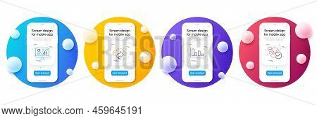 Minimal Set Of Analytics Graph, Histogram And Cloud Share Line Icons For Web Development. Phone Ui I