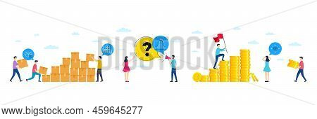 Set Of Roller Coaster, Wholesale Inventory And Secret Package Line Icons. People Characters With Del
