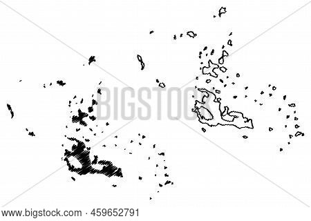 Dahlak Archipelago (state Of Eritrea, Red Sea) Map Vector Illustration, Scribble Sketch Dahlak Kebir