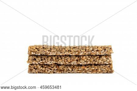 Three Kozinaki Tiles Isolated On White Background With Place For Text. Kozinaki Is An Oriental Sweet