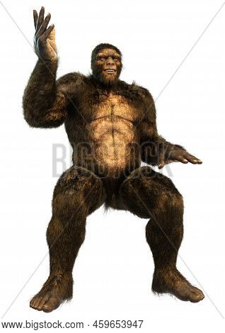 3D Rendering Sasquatch On White