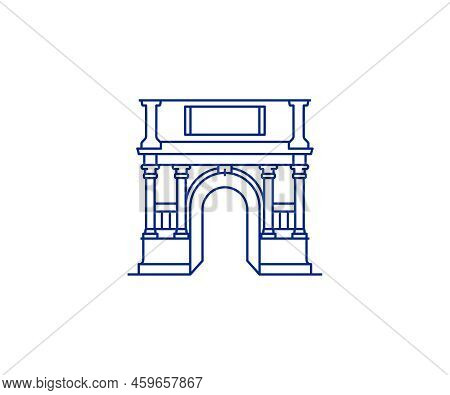 Linear Arch Of Titus, Rome, Italy Icon Design. Triumphal Arch Tourist Architecture Vector Design. Tr