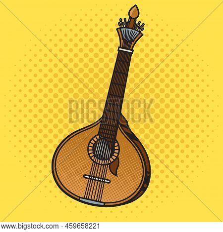 Portuguese Guitar Fado Pop Art Retro Vector Illustration. Comic Book Style Imitation.