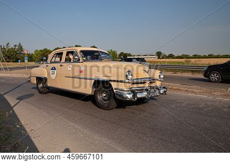 Forlimpopoli, Fc, Italy - June 16, 2022: Vintage American Car Chrysler Saratoga 5300 (1952) In Class