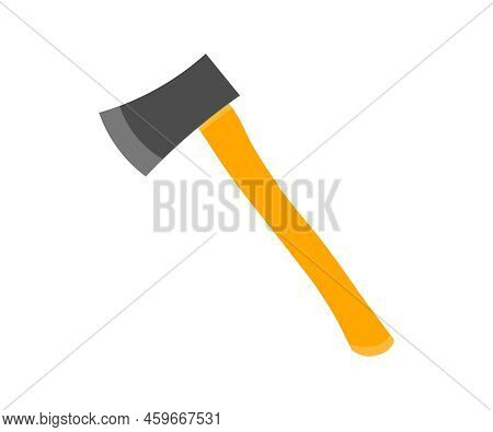 Iron Axe With A Wooden Handle, Working Tool Logo Design. Design Element For Logo, Emblem, Sign, Post