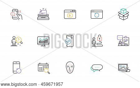 Photo Studio, Packing Boxes And Recovery Internet Line Icons For Website, Printing. Collection Of Ap