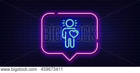 Neon Light Speech Bubble. Friend Line Icon. Friendship Love Sign. Assistance Business Symbol. Neon L