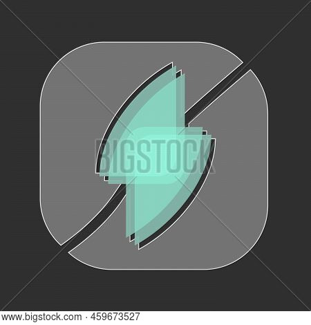 Modern Square App Icon Design. Glossy Button Style Rounded Rectangle Isolated On Gray Background.. B