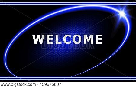Luxury And Realistic Elegant Welcome Blue Background, With Metal Gradient And Overlapping Shapes, Wi