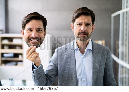 Self Impostor Disorder And Depression. Man With Panic And Phobia