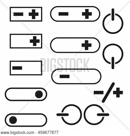 Buttons Off More Less In Flat Style. Computer Interface. Vector Illustration. Stock Image.