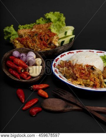 Spicy Chicken Fried Called Ayam Geprek From Indonesia