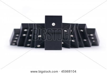 Domino-Effect Concept met leider