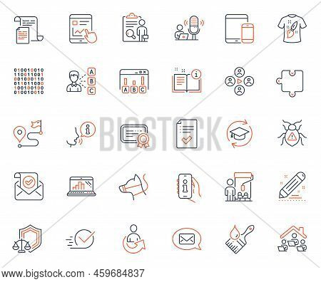 Education Icons Set. Included Icon As Software Bug, Continuing Education And Mobile Devices Web Elem