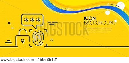 Biometric Security Line Icon. Abstract Yellow Background. Fingerprint Scan Sign. Privacy Data Symbol