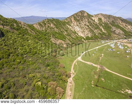 Aerial View Of Kozhuh Mountain And Petrich Valley, Bulgaria