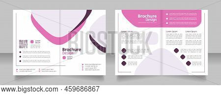Nail Service Bifold Brochure Template Design. Half Fold Booklet Mockup Set With Copy Space For Text.