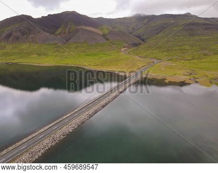 Drone View At A Bridge On Snaefellsnes Penisola In Iceland