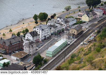 Sankt Goarshausen, Germany - 08 04 2022: Station Area Of Sankt Goarshausen