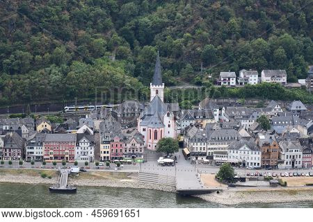 Sankt Goar, Germany - 08 04 2022: Waterfront Of Sankt Goar