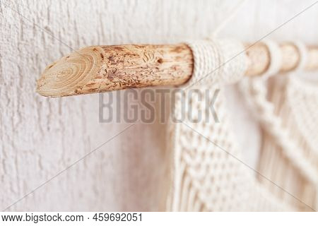 Handmade Macrame Wallhanging. Wooden Stick With100% Cotton Wall Decoration.  Macrame Braiding And Co