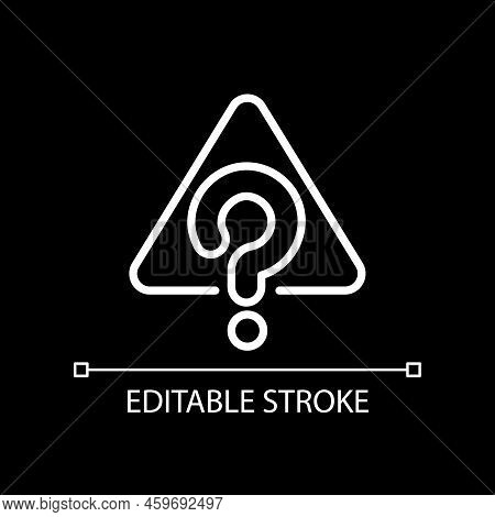 Unknown Error White Linear Icon For Dark Theme. Unrecognized Failure. Electronic Device Unidentified
