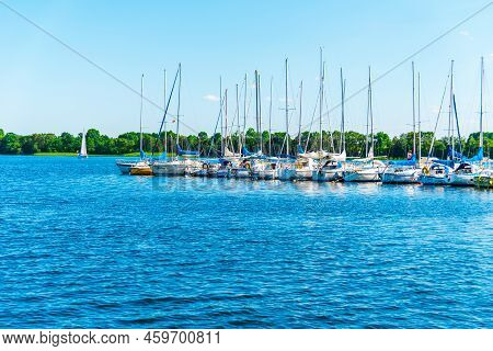 Scenic View Of The Distant.yacht Club On A Sunset In A Nice Summer.lithuania,plateliai.08-03-2022.