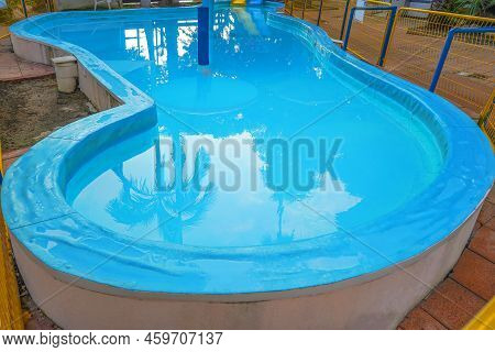 Empty Indoors Children Swimming Pool, Public Swimming Pool In Fitess Club. Children Swimming Pool Wi
