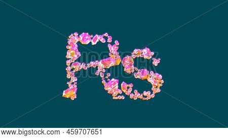 Vivid Pink And Orange Glamorous Gems Rupee Symbol On Blue, Isolated - Object 3d Illustration