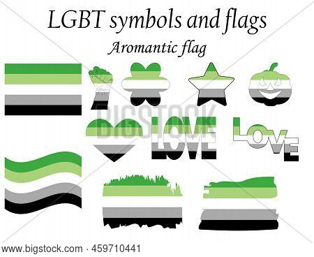 Aromantic Pride Flag Illustration. Lgbt Community. Bright Concept Background, Template For Banners,