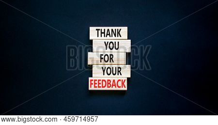 Thank You For Feedback Symbol. Concept Words Thank You For Your Feedback On Wooden Blocks On A Beaut