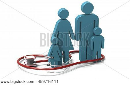 Medical Used Stethscope With Family Members, 3d Rendering