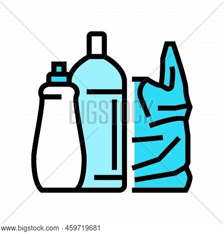 Plastic Package And Bag Color Icon Vector. Plastic Package And Bag Sign. Isolated Symbol Illustratio