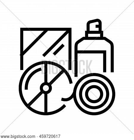 Disk And Bottle Plastic Waste Line Icon Vector. Disk And Bottle Plastic Waste Sign. Isolated Contour