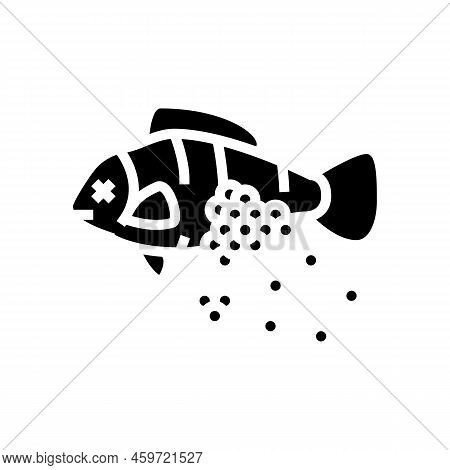 Plastic Microbeads In Fish Glyph Icon Vector. Plastic Microbeads In Fish Sign. Isolated Symbol Illus
