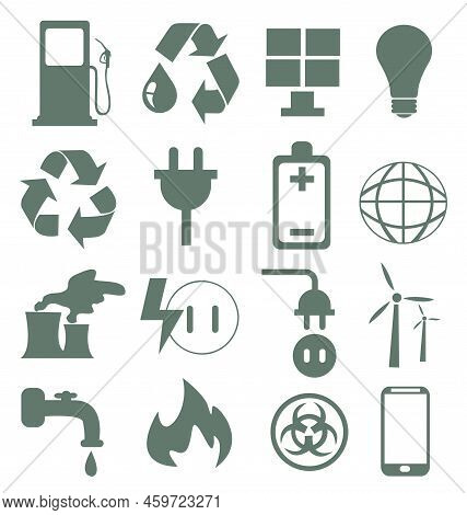 Energy Icons Set On White Background Vector