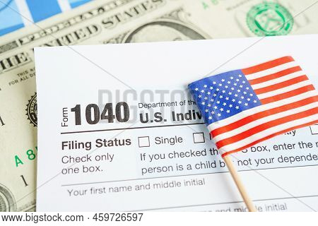 Tax Form 1040 U.s. Individual Income Tax Return, Business Finance Concept.