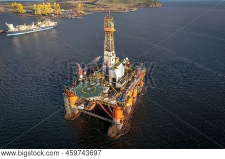 Oil And Gas Drilling Platform At Sea