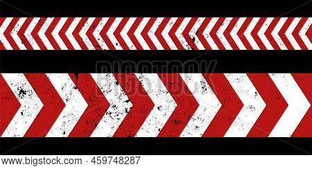 Danger Symbol, Arrows, Red Lines With Black And Triangle Sign. Flat Banner Isolated. Vector Illustra