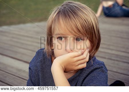 Teenger Blonde Boy Outdoor Park Lifestyle Portrait