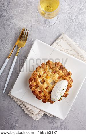 Small Apple Pie With Lemon Thyme Whippe Cream, Fall Dessert