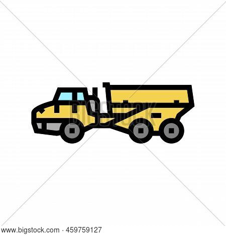 Dumper Construction Car Vehicle Color Icon Vector. Dumper Construction Car Vehicle Sign. Isolated Sy