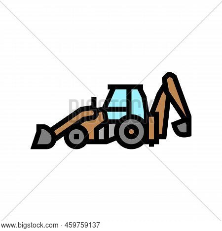Backhoe Construction Car Vehicle Color Icon Vector. Backhoe Construction Car Vehicle Sign. Isolated 