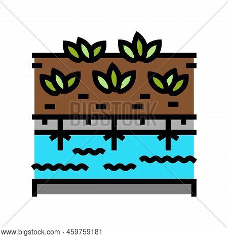 Hydroponics Water System Irrigation Color Icon Vector. Hydroponics Water System Irrigation Sign. Iso