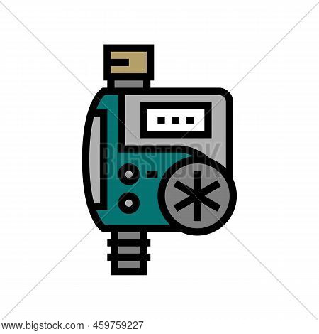 Timer Drip Water Irrigation Color Icon Vector. Timer Drip Water Irrigation Sign. Isolated Symbol Ill