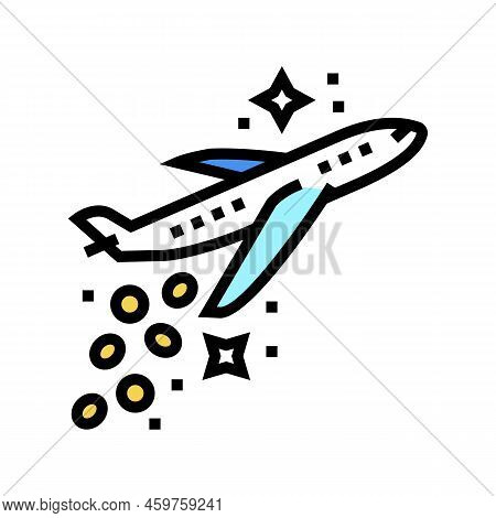 Fly Plane Financial Freedom Money Color Icon Vector. Fly Plane Financial Freedom Money Sign. Isolate